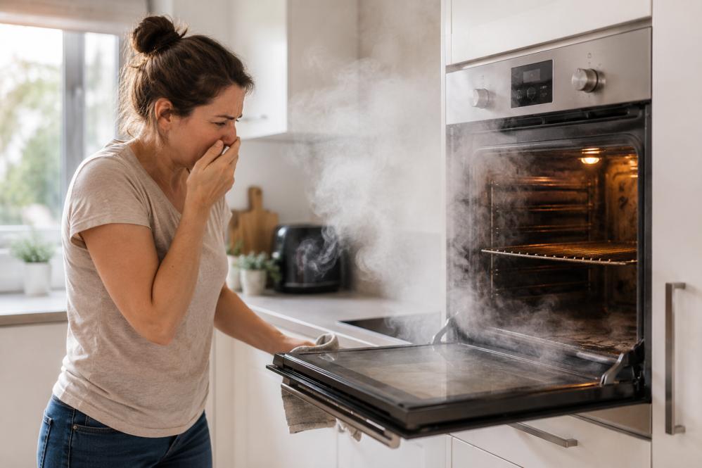 Smoke coming from dirty oven in Mandurah kitchen